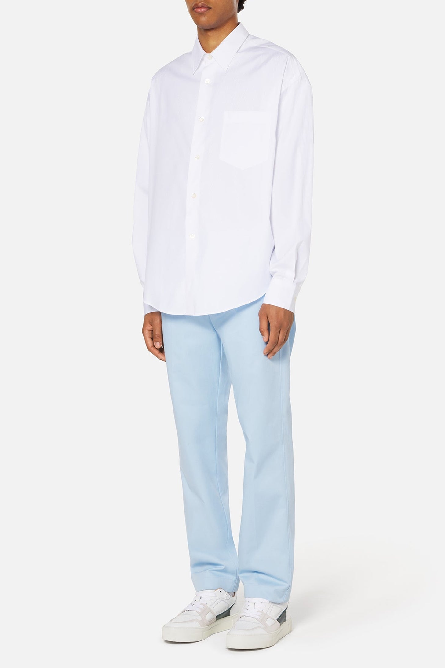 Chemise à poignets boutonnés en satin de coton - White