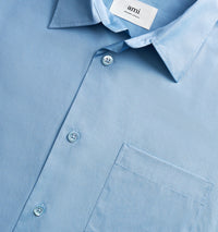 Chemise à poignets boutonnés en satin de coton - Pale Blue
