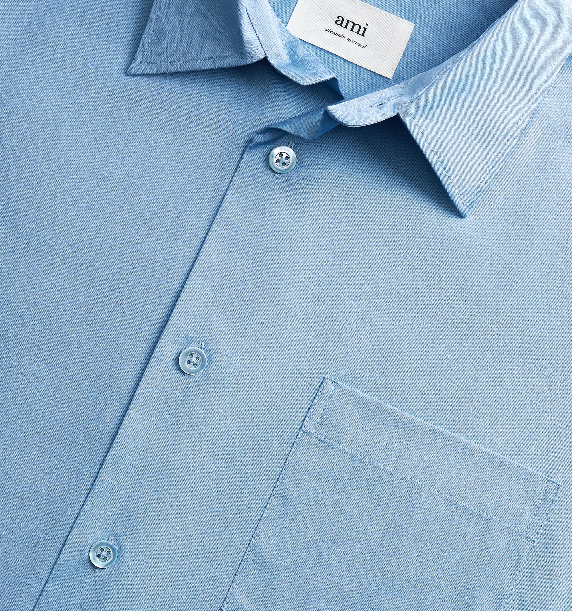 Chemise à poignets boutonnés en satin de coton - Pale Blue