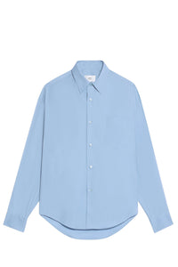 Chemise à poignets boutonnés en satin de coton - Pale Blue