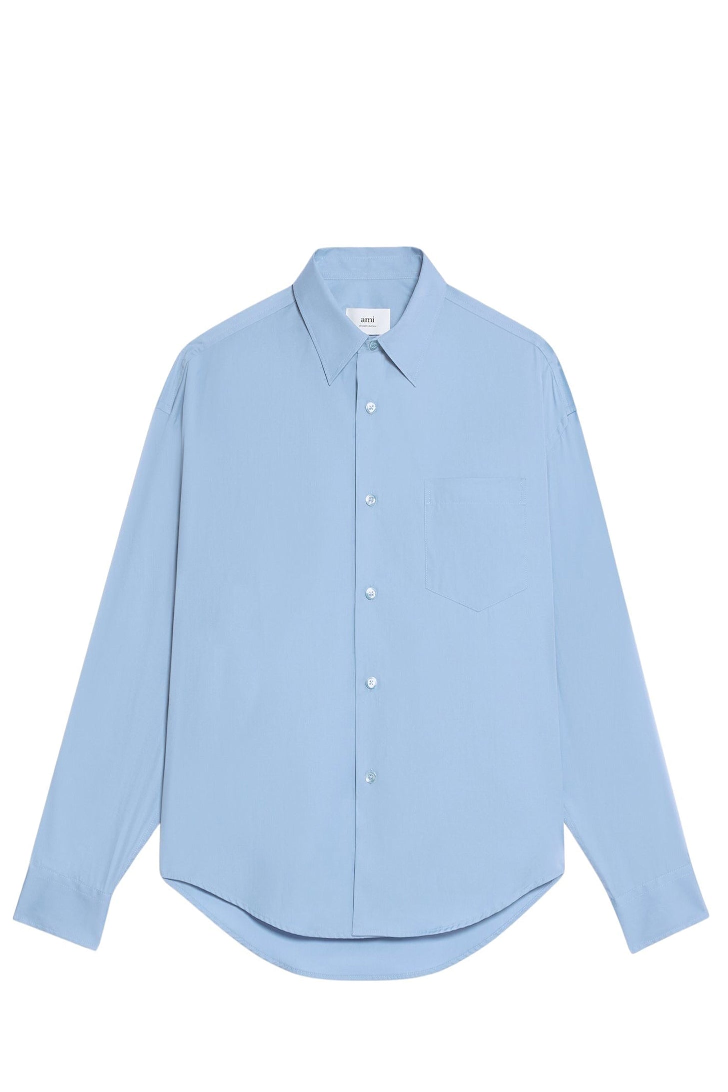 Chemise à poignets boutonnés en satin de coton - Pale Blue