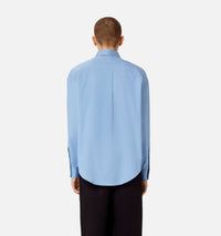 Chemise à poignets boutonnés en satin de coton - Pale Blue