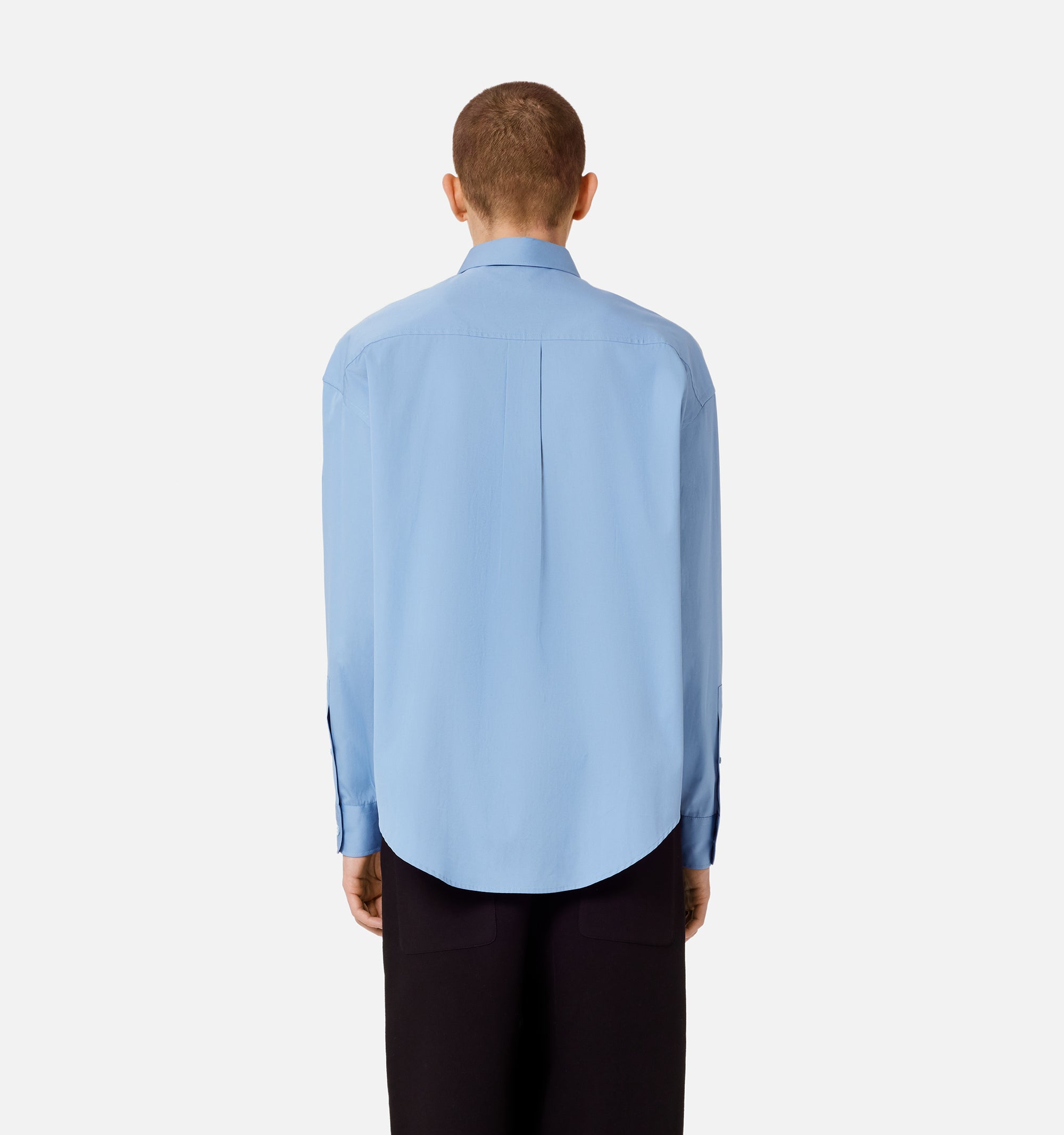 Chemise à poignets boutonnés en satin de coton - Pale Blue