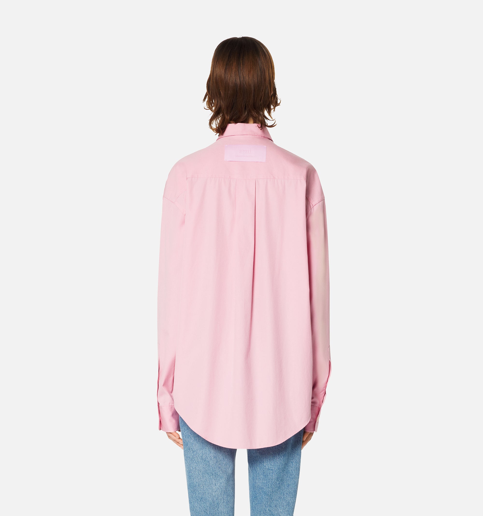 Chemise à poignets boutonnés en satin de coton - Pale Pink