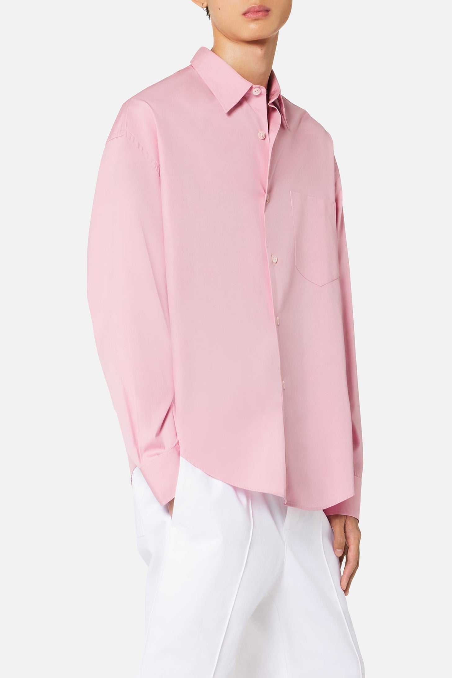 Chemise à poignets boutonnés en satin de coton - Pale Pink