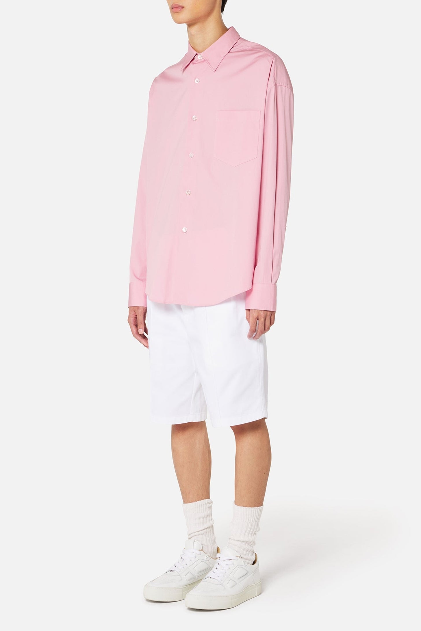 Chemise à poignets boutonnés en satin de coton - Pale Pink