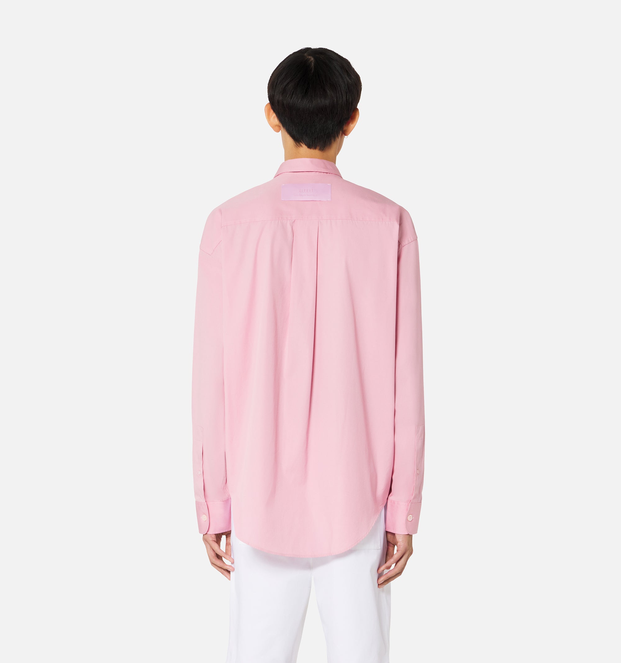 Chemise à poignets boutonnés en satin de coton - Pale Pink