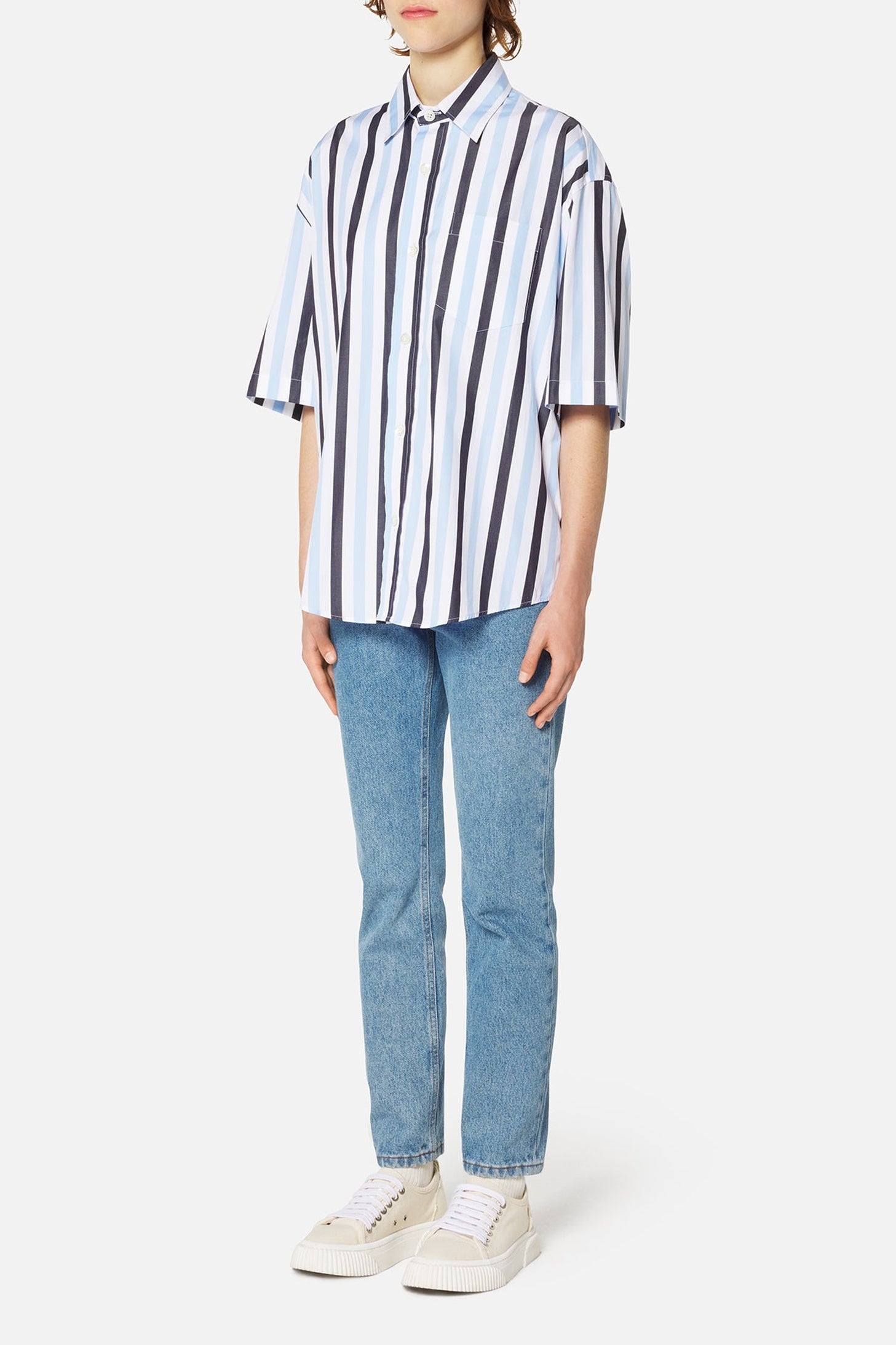 Chemise à manches courtes et rayures - Sky Blue & White
