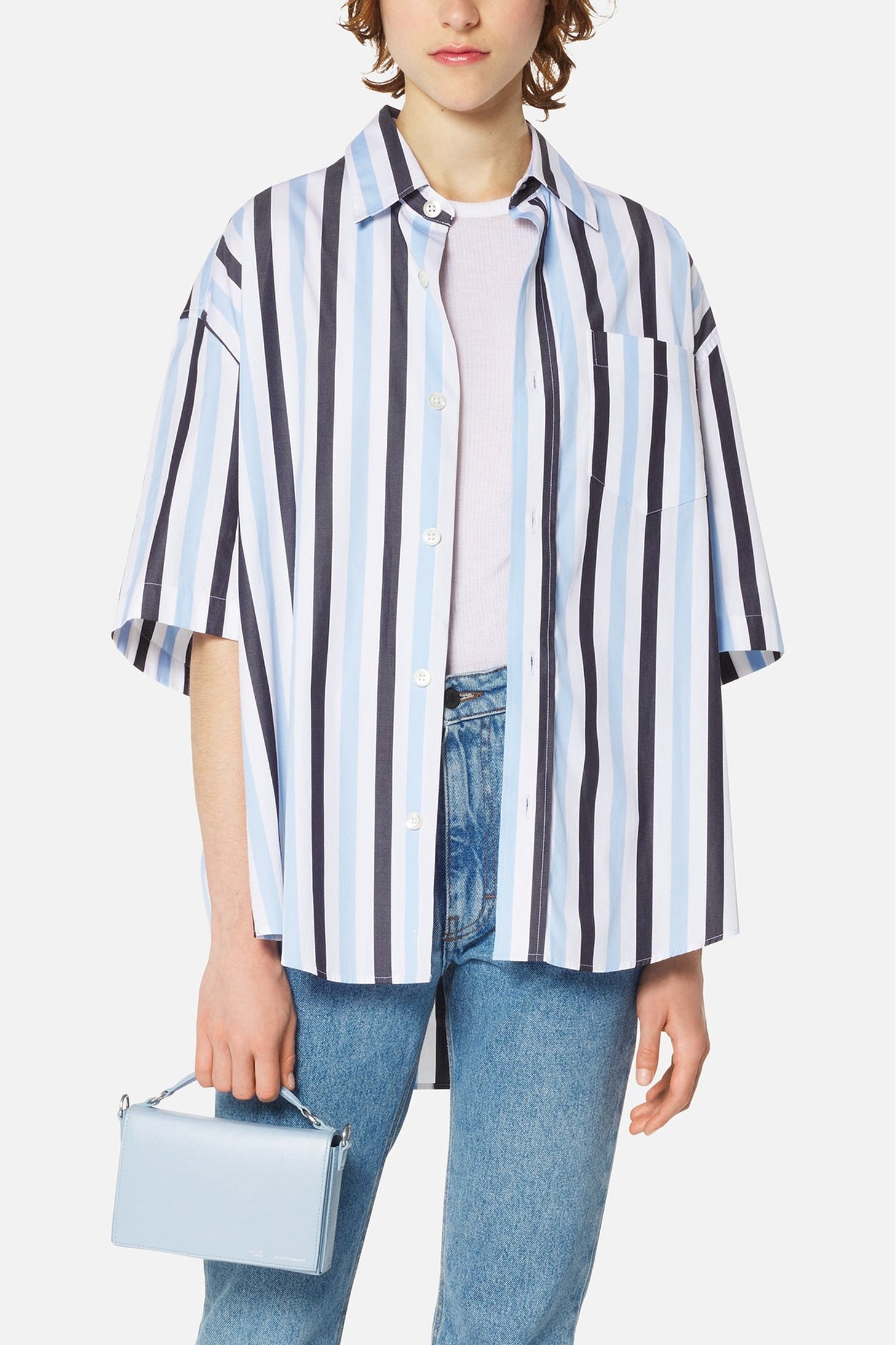 Chemise à manches courtes et rayures - Sky Blue & White