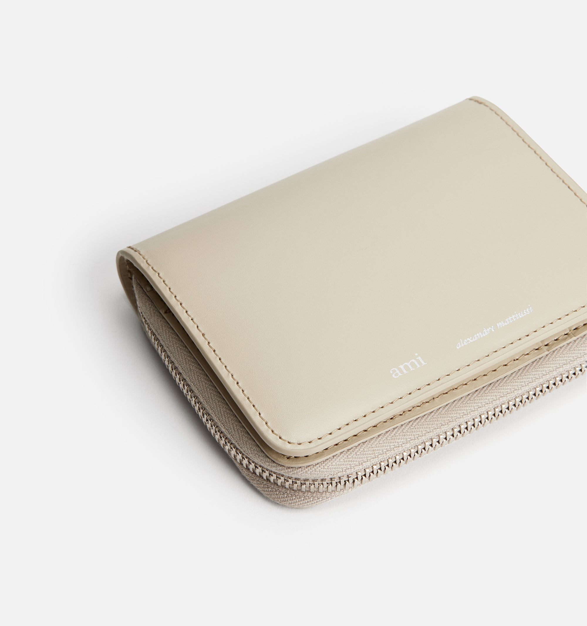 Portefeuille zippé en cuir - Vanilla