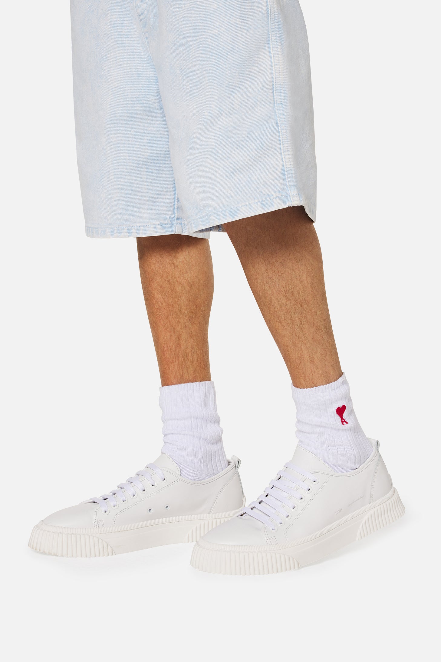 Sneakers basses à lacets en cuir - White