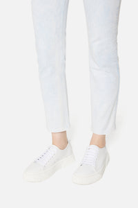 Sneakers basses à lacets en cuir - White
