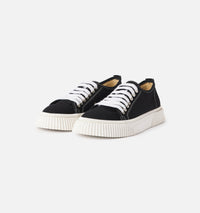 Sneakers basses à lacets en tissu - Black