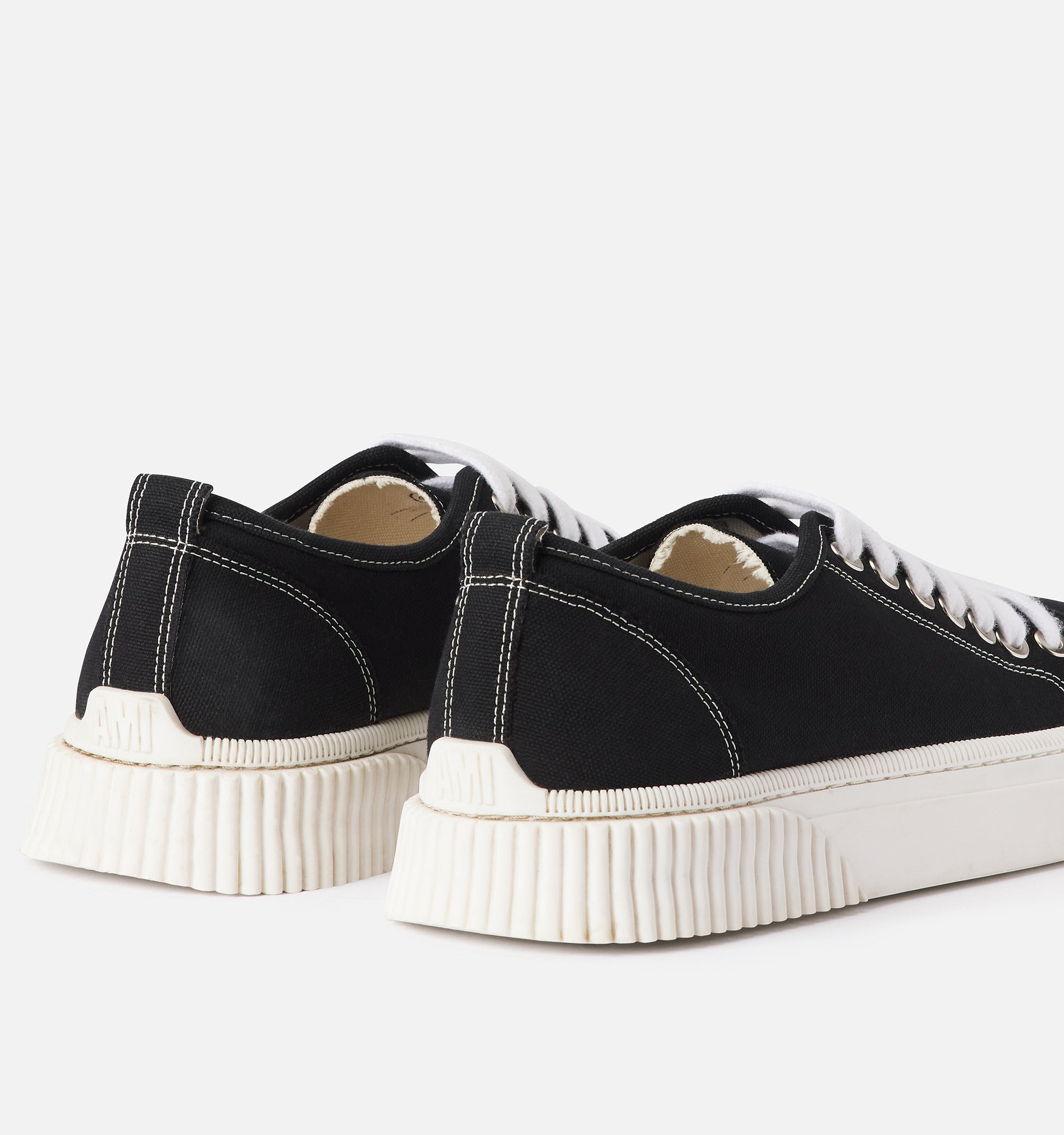 Sneakers basses à lacets en tissu - Black