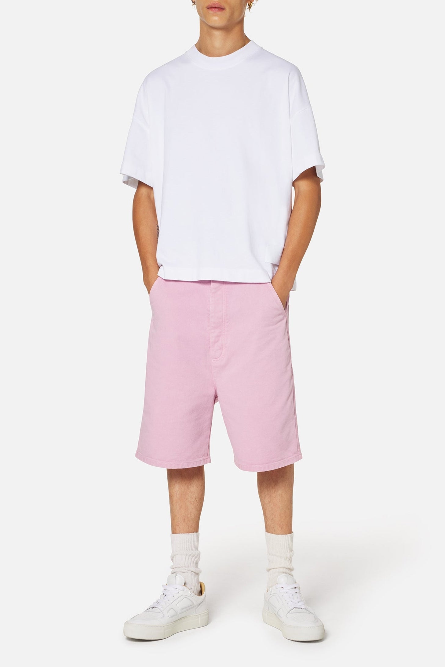 Bermuda Alex délavé en denim - Pale Pink