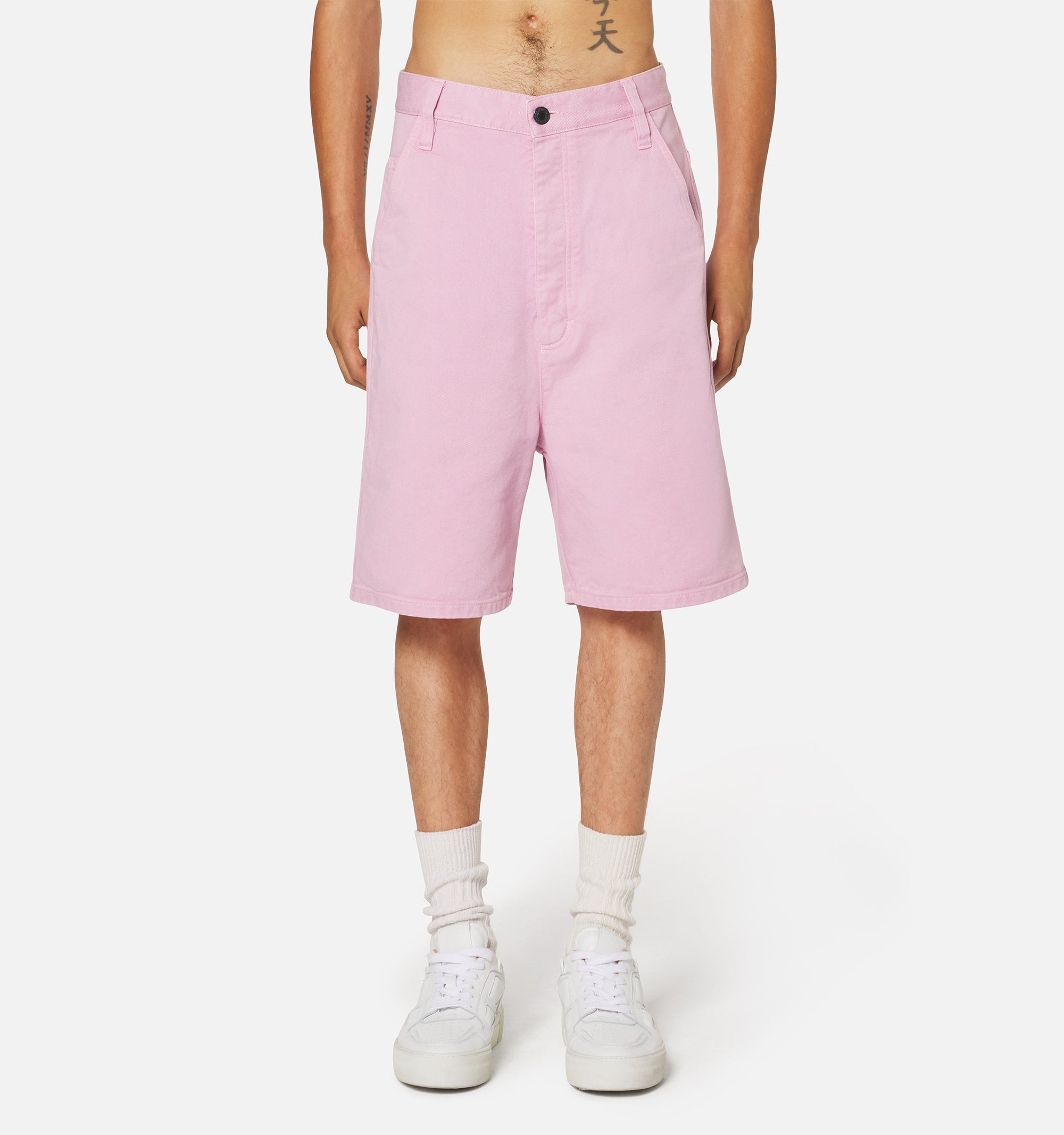Bermuda Alex délavé en denim - Pale Pink