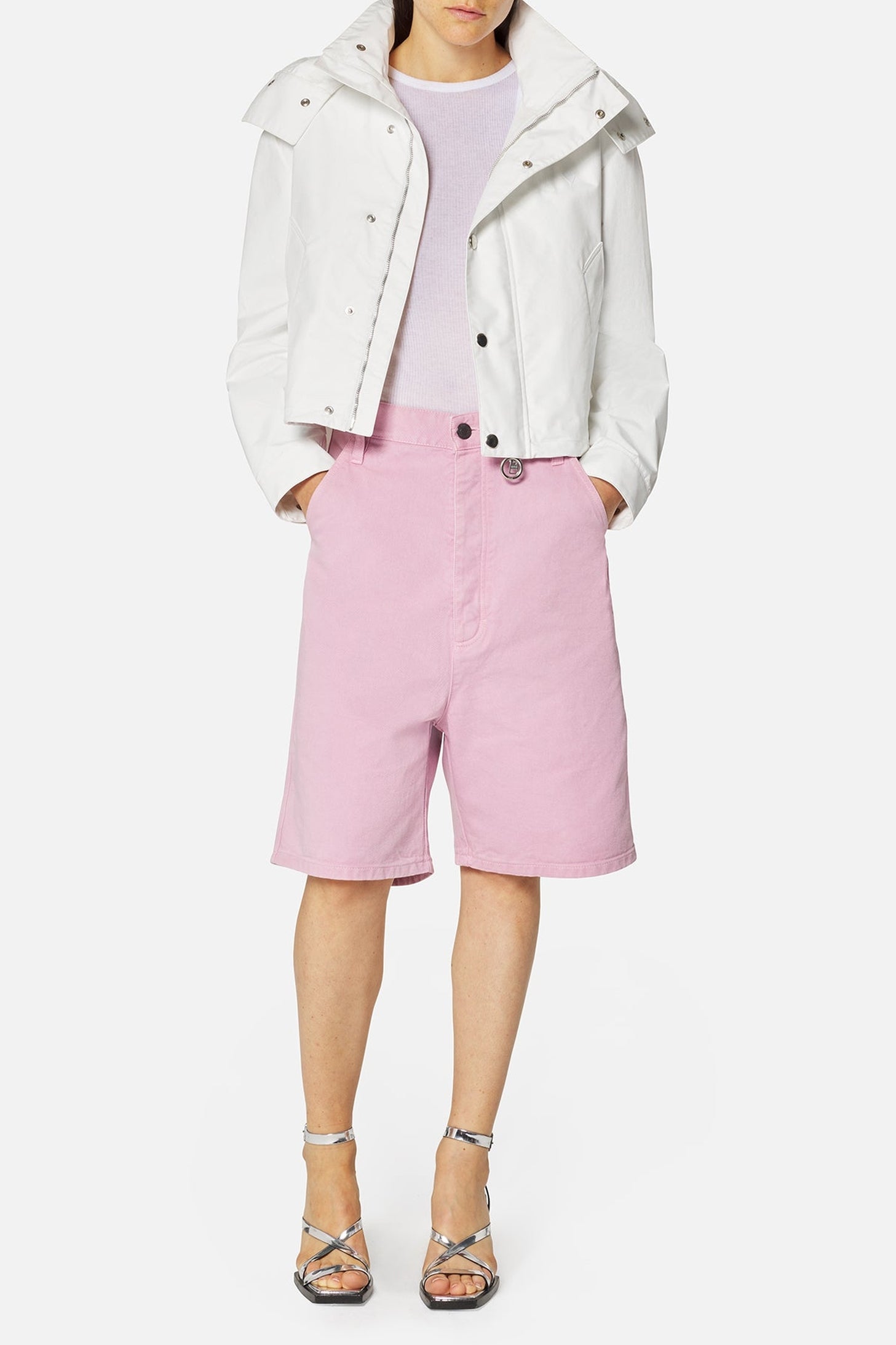 Bermuda Alex délavé en denim - Pale Pink