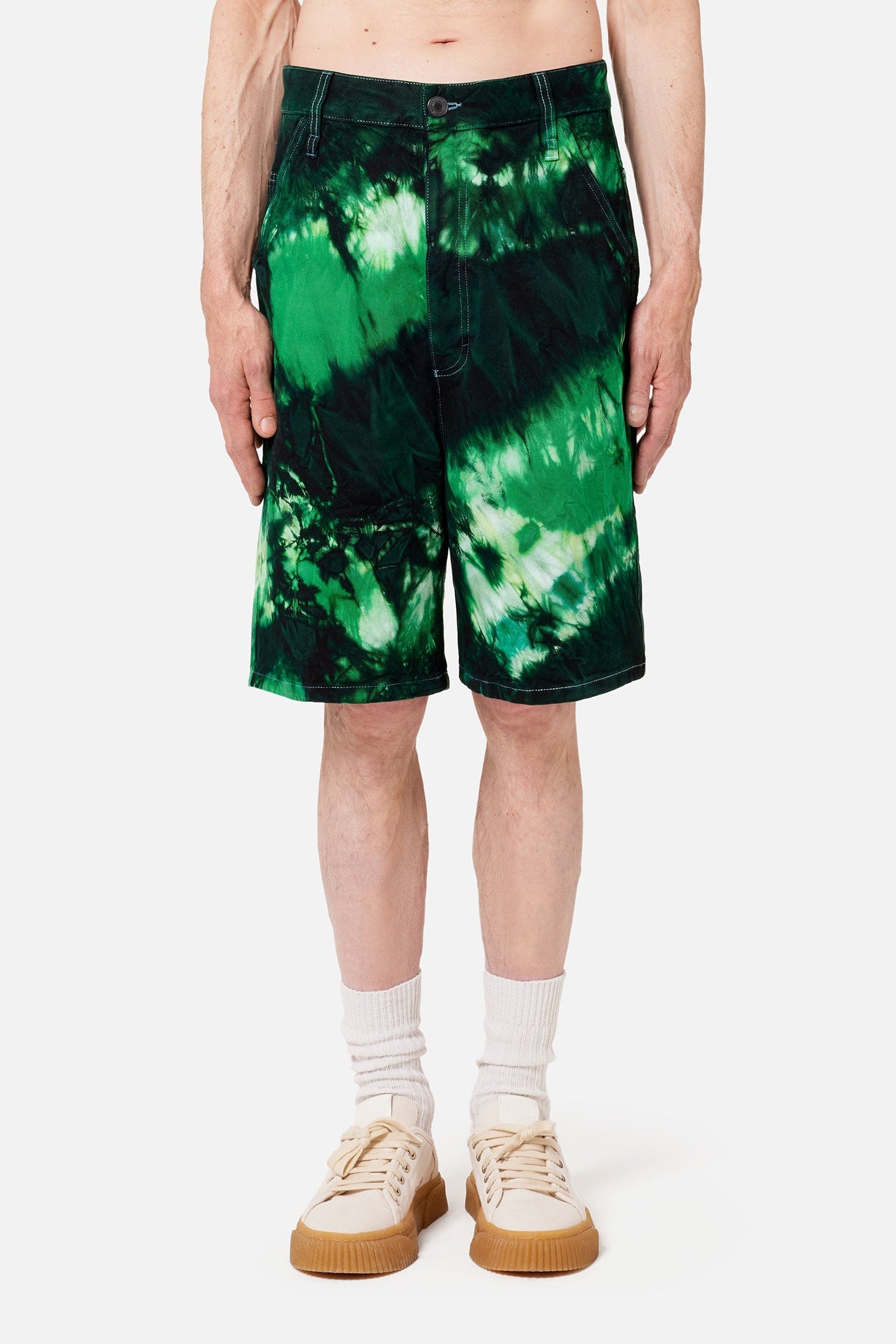 Bermuda Alex tie and dye en denim - Green & White