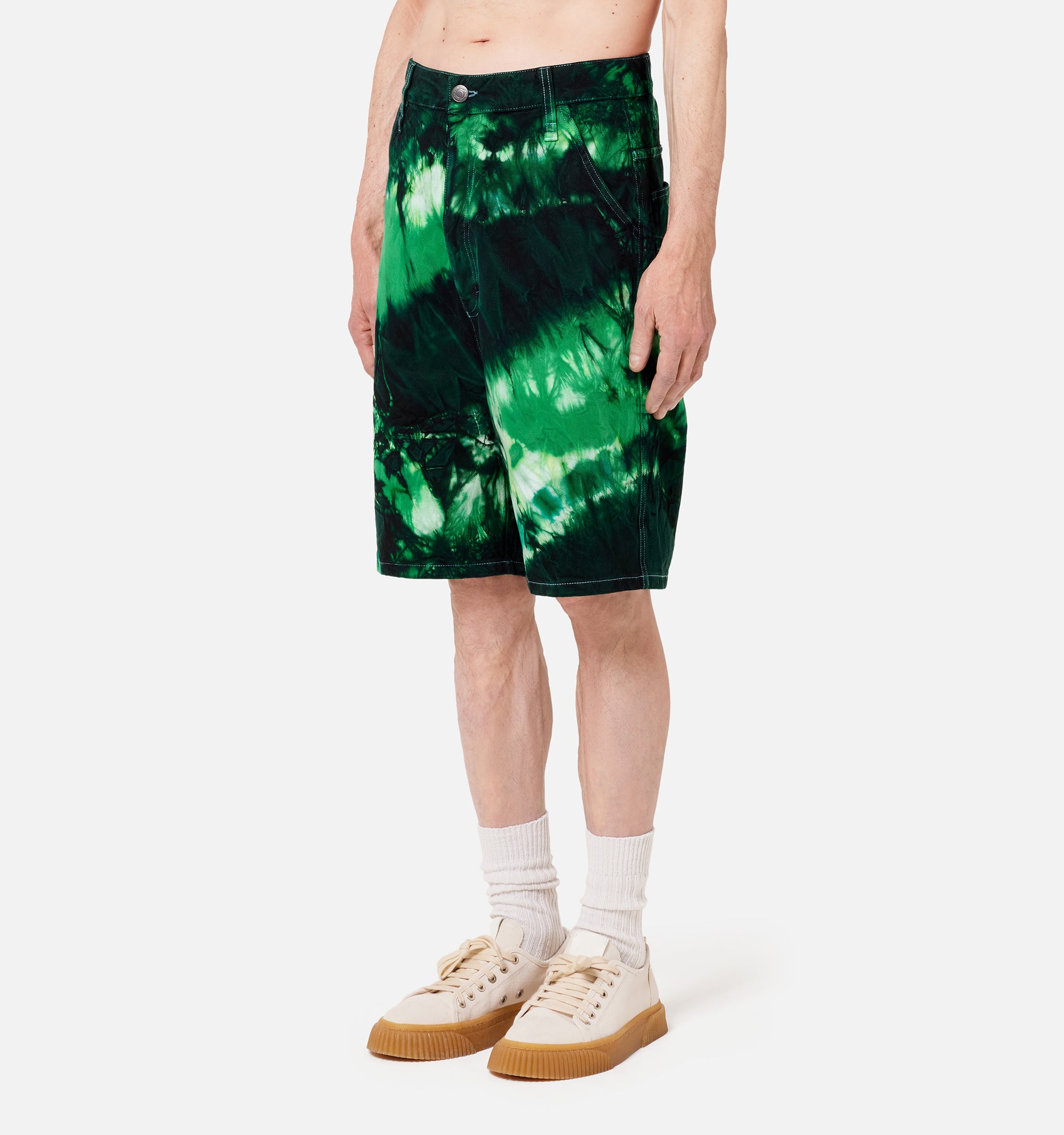Bermuda Alex tie and dye en denim - Green & White