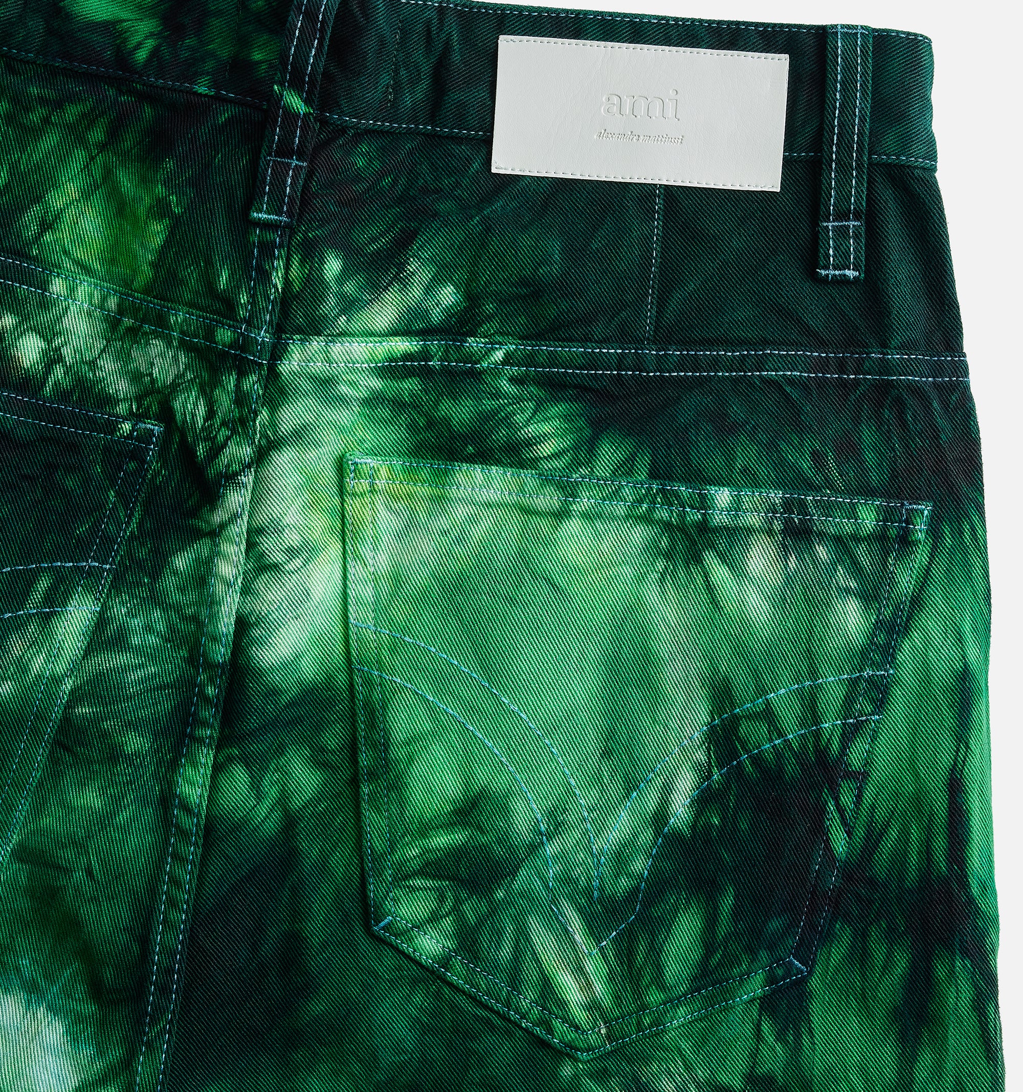 Bermuda Alex tie and dye en denim - Green & White