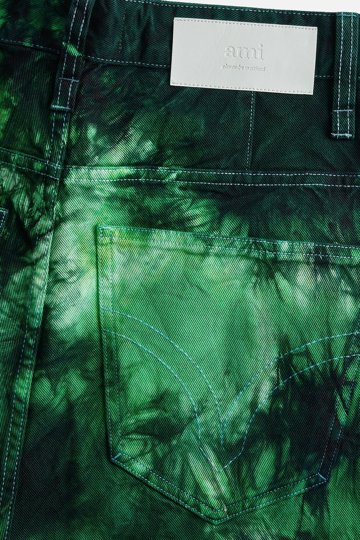 Bermuda Alex tie and dye en denim - Green & White