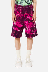 Bermuda Alex tie and dye en denim - Pink & White