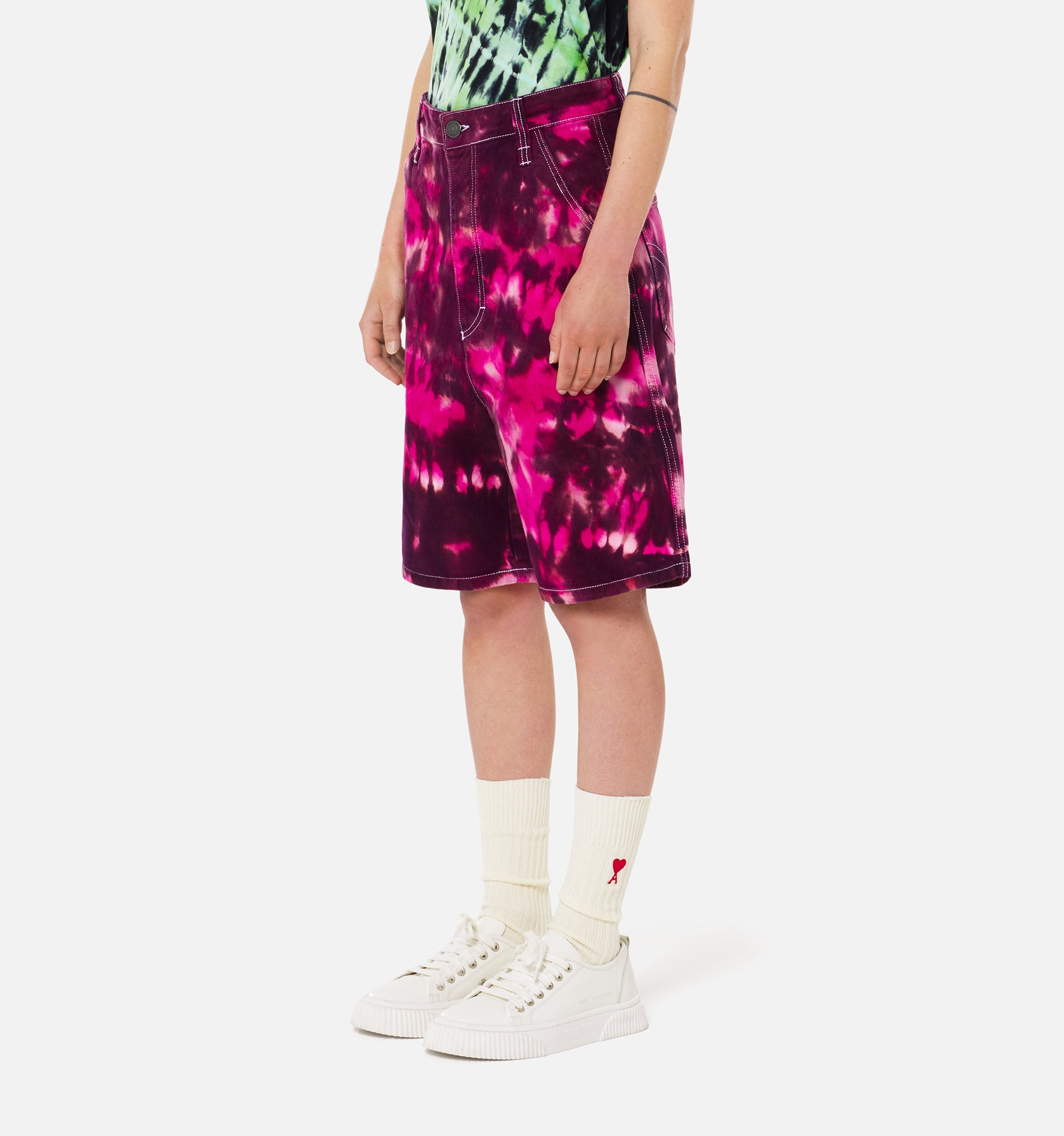 Bermuda Alex tie and dye en denim - Pink & White