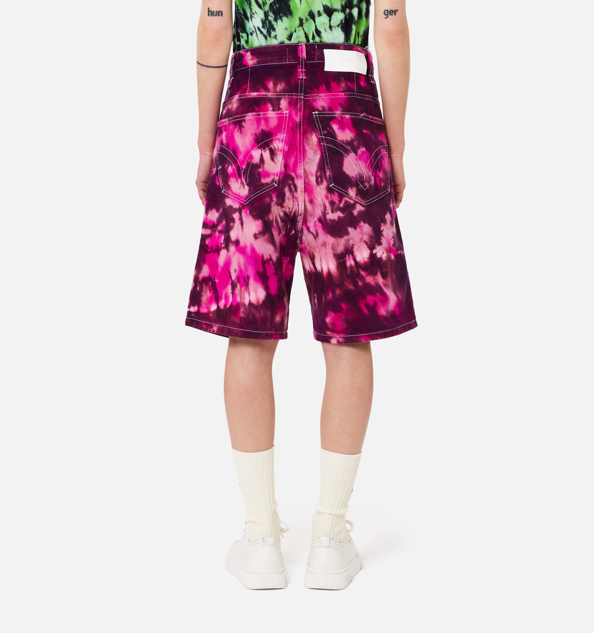 Bermuda Alex tie and dye en denim - Pink & White