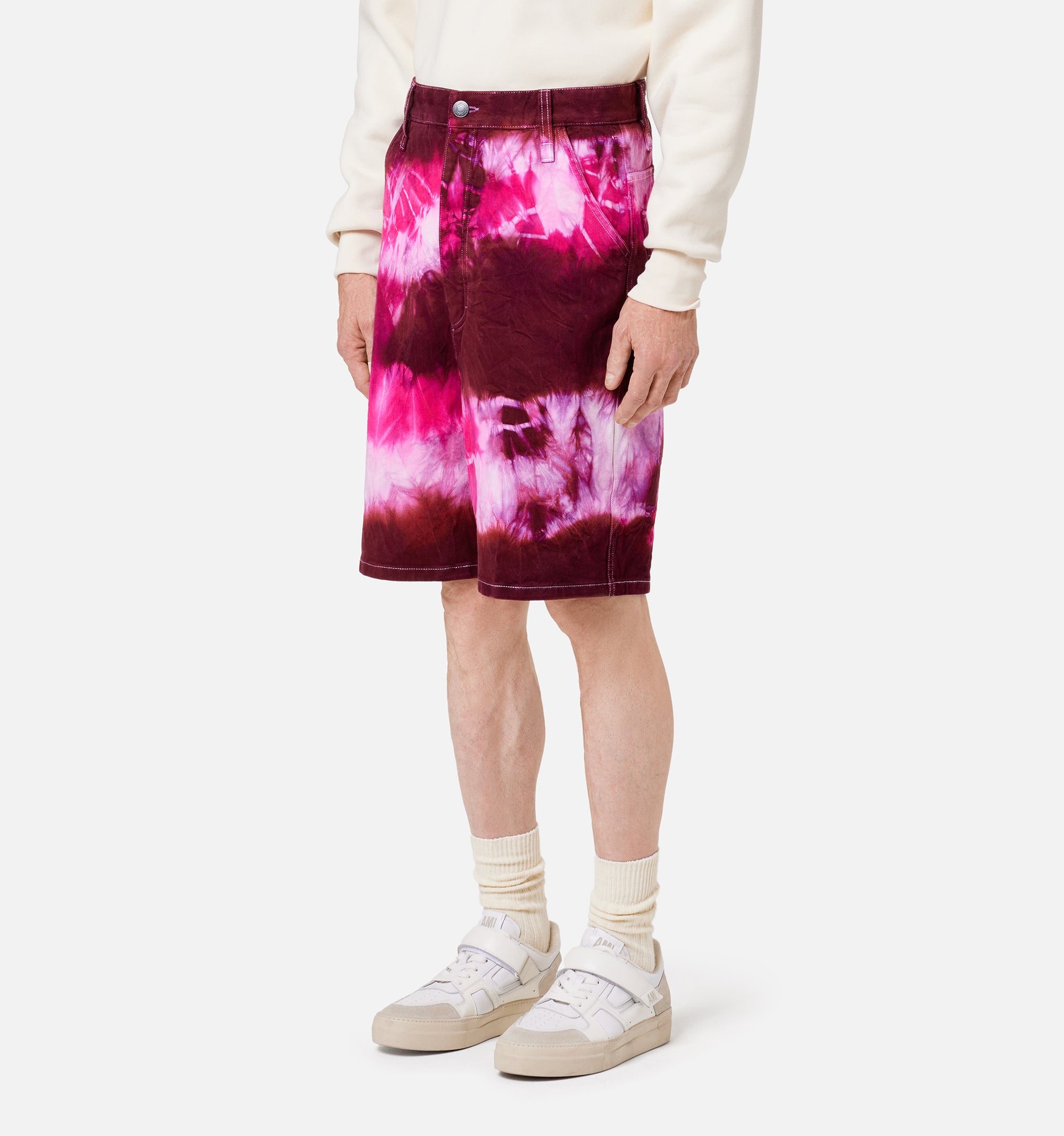Bermuda Alex tie and dye en denim - Pink & White