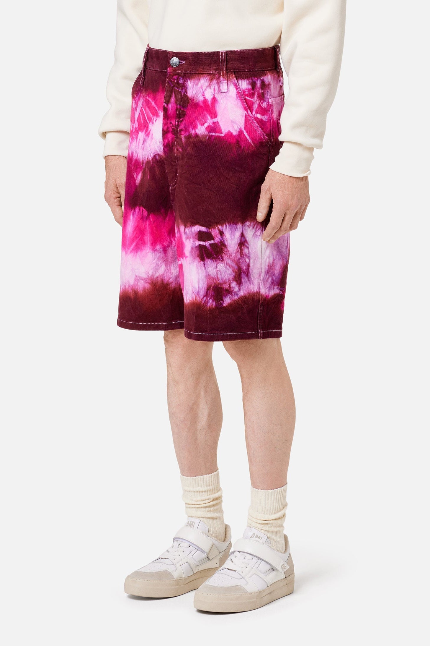 Bermuda Alex tie and dye en denim - Pink & White