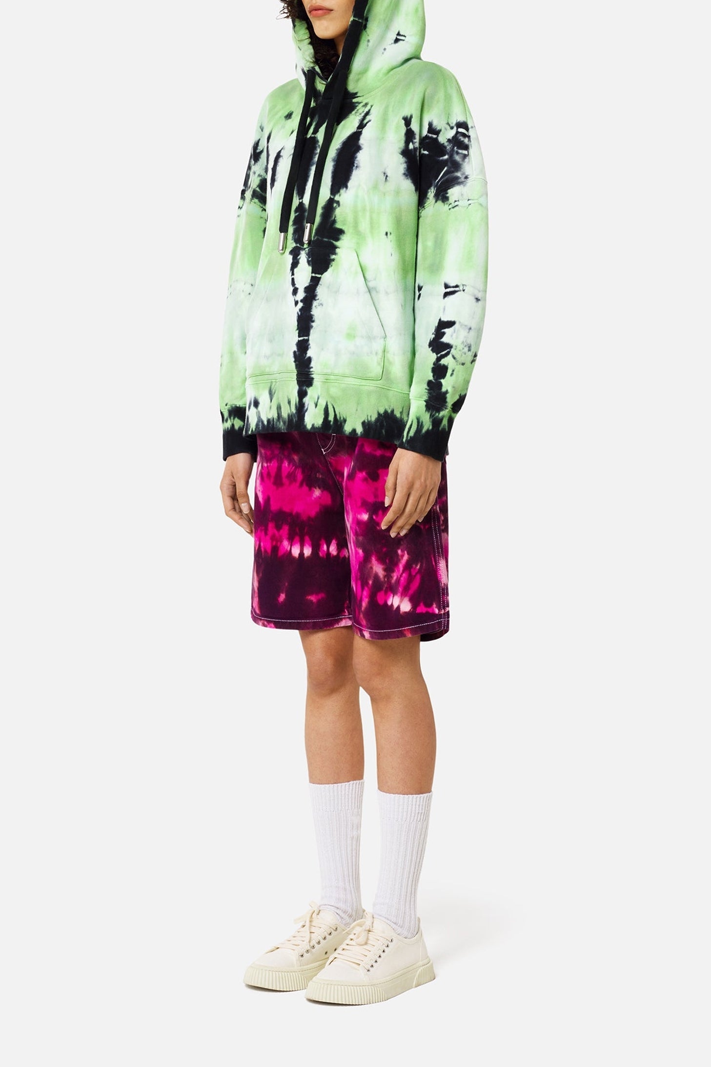 Sweat à capuche tie and dye - Green & White