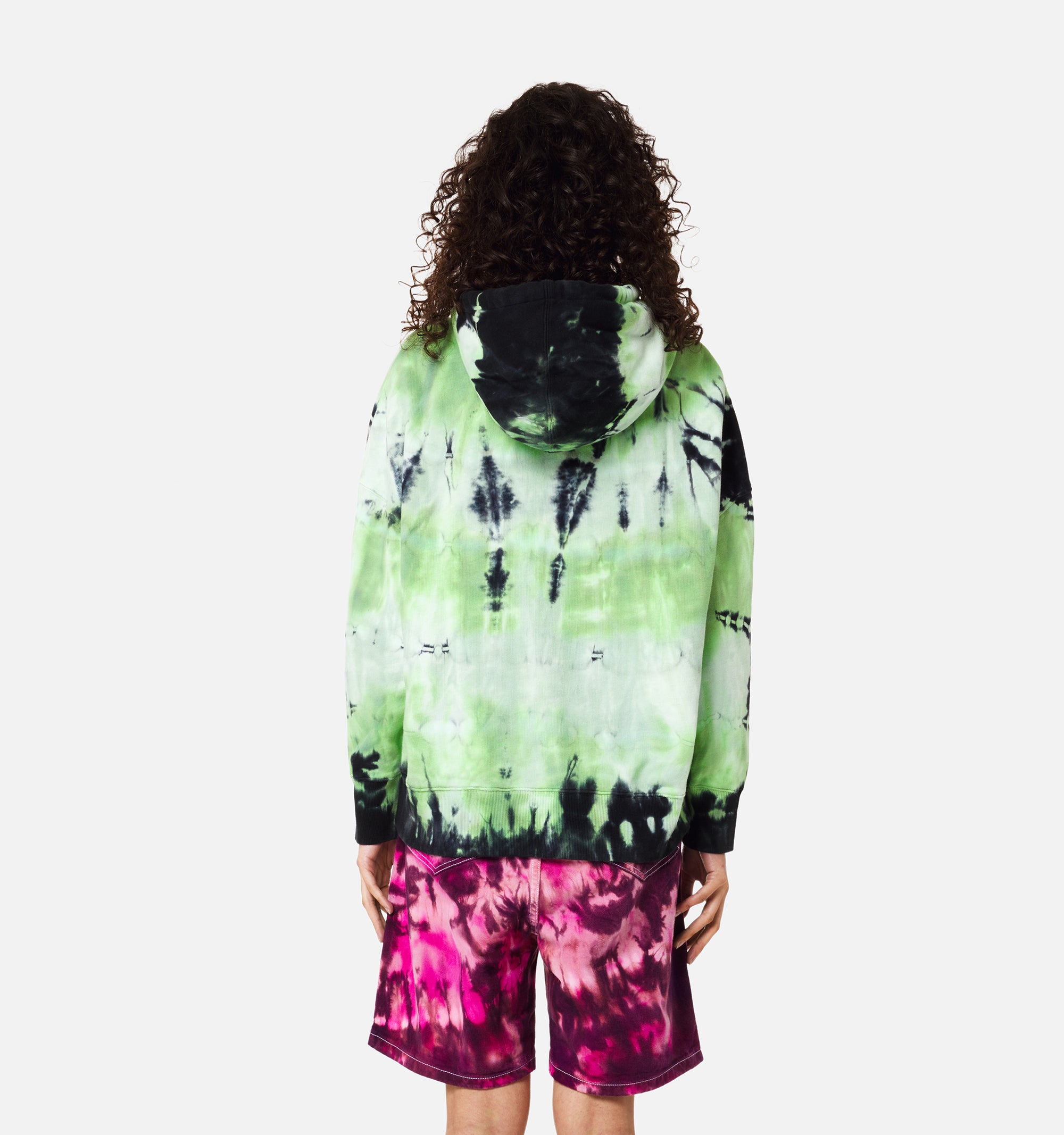 Sweat à capuche tie and dye - Green & White