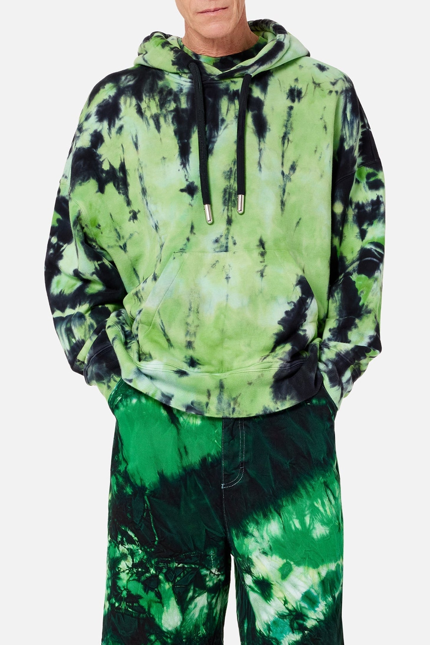 Sweat à capuche tie and dye - Green & White