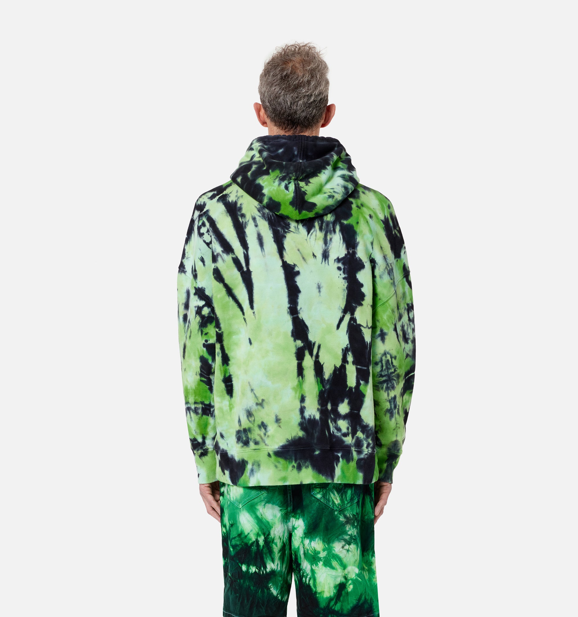 Sweat à capuche tie and dye - Green & White