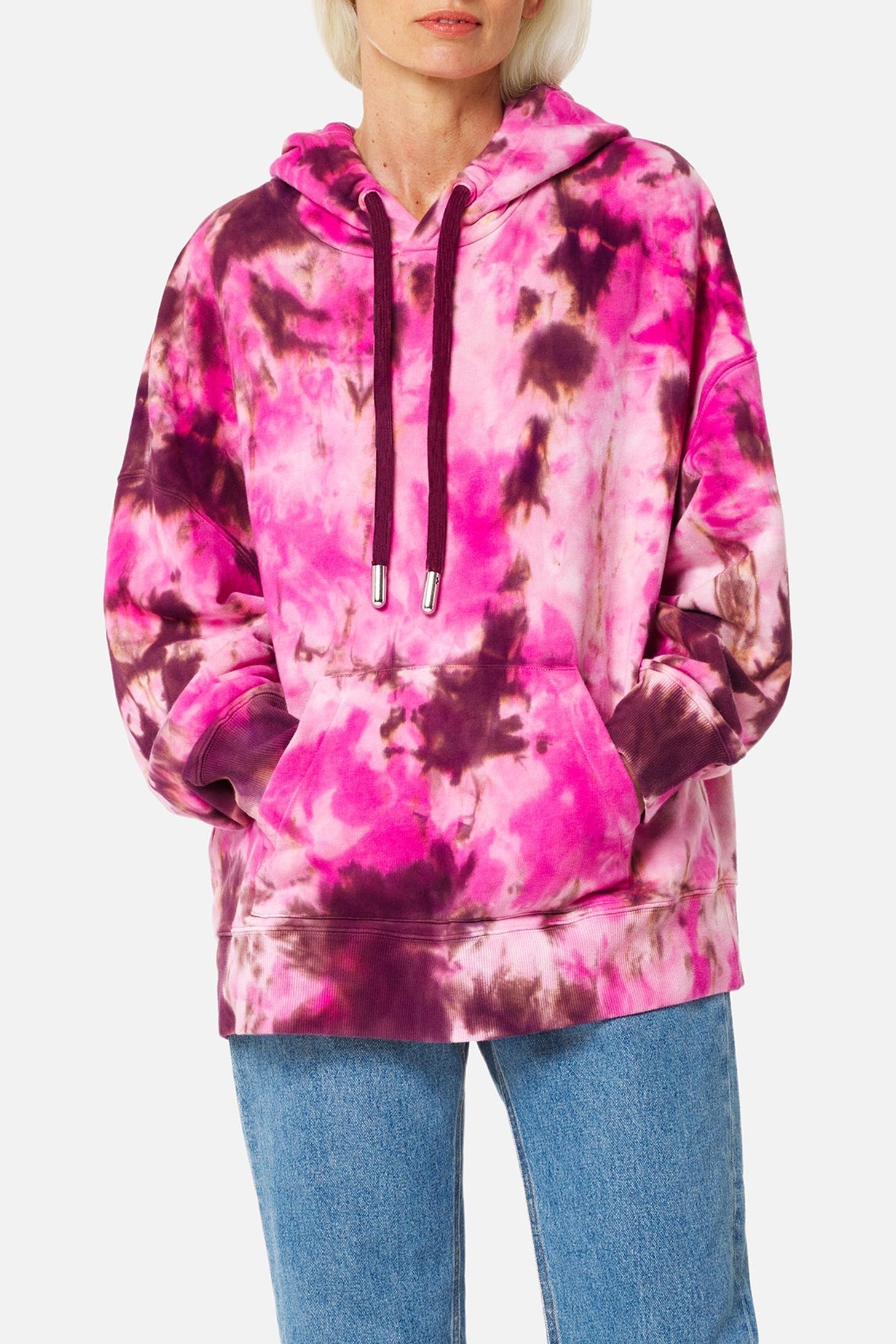 Sweat à capuche tie and dye - Pink & White