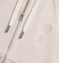 Sweat à capuche Ami de Cœur zippé - Off White