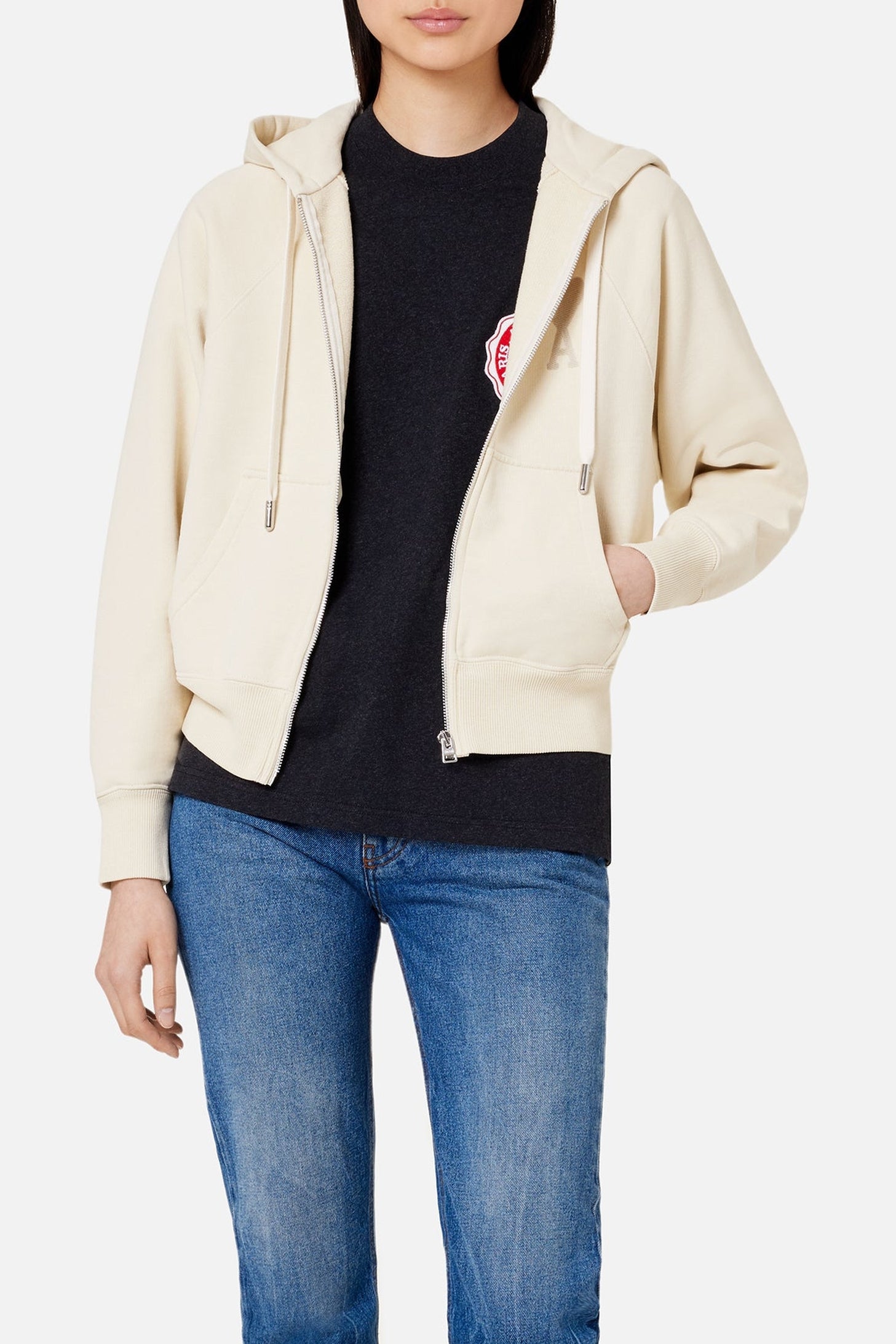 Sweat à capuche Ami de Cœur zippé - Off White