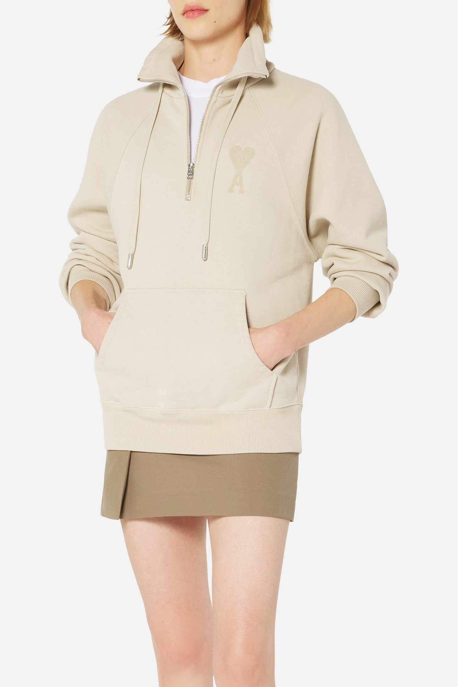 Sweatshirt Ami de Cœur zippé - Beige