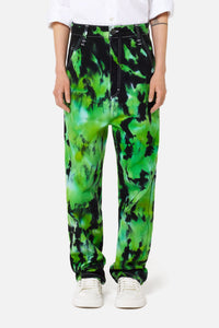 Pantalon Alex tie and dye en denim - Green & White