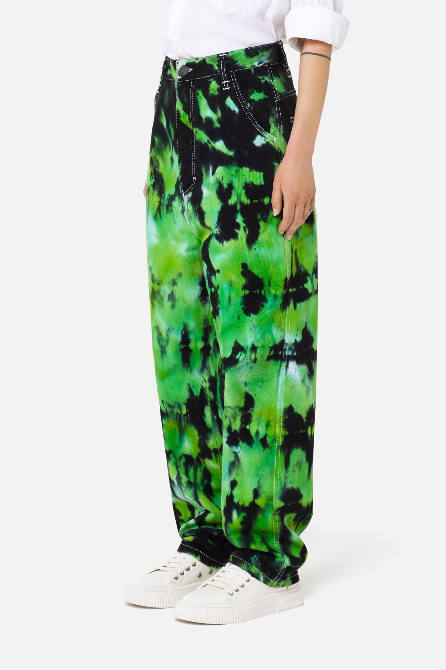 Pantalon Alex tie and dye en denim - Green & White