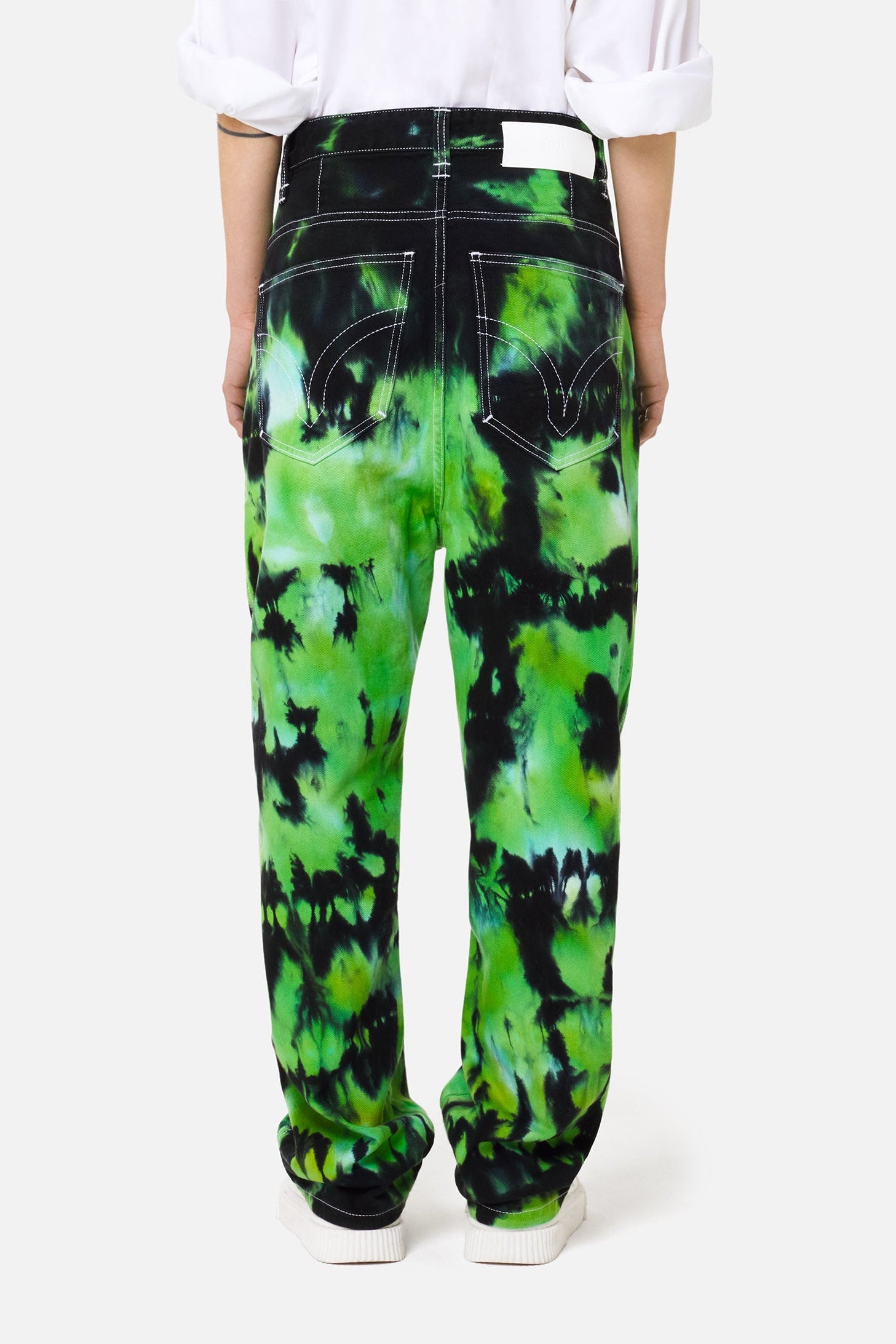Pantalon Alex tie and dye en denim - Green & White