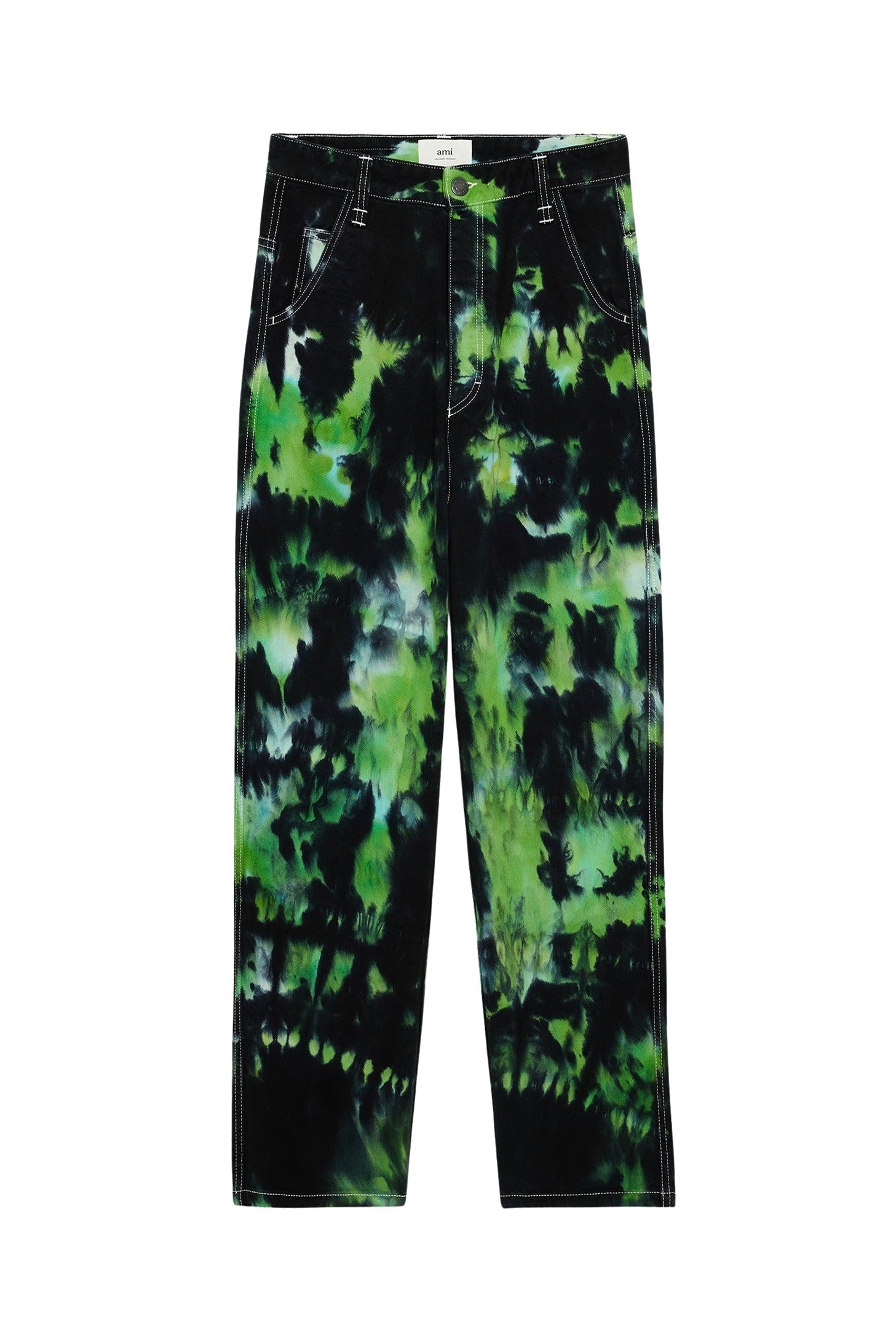 Pantalon Alex tie and dye en denim - Green & White