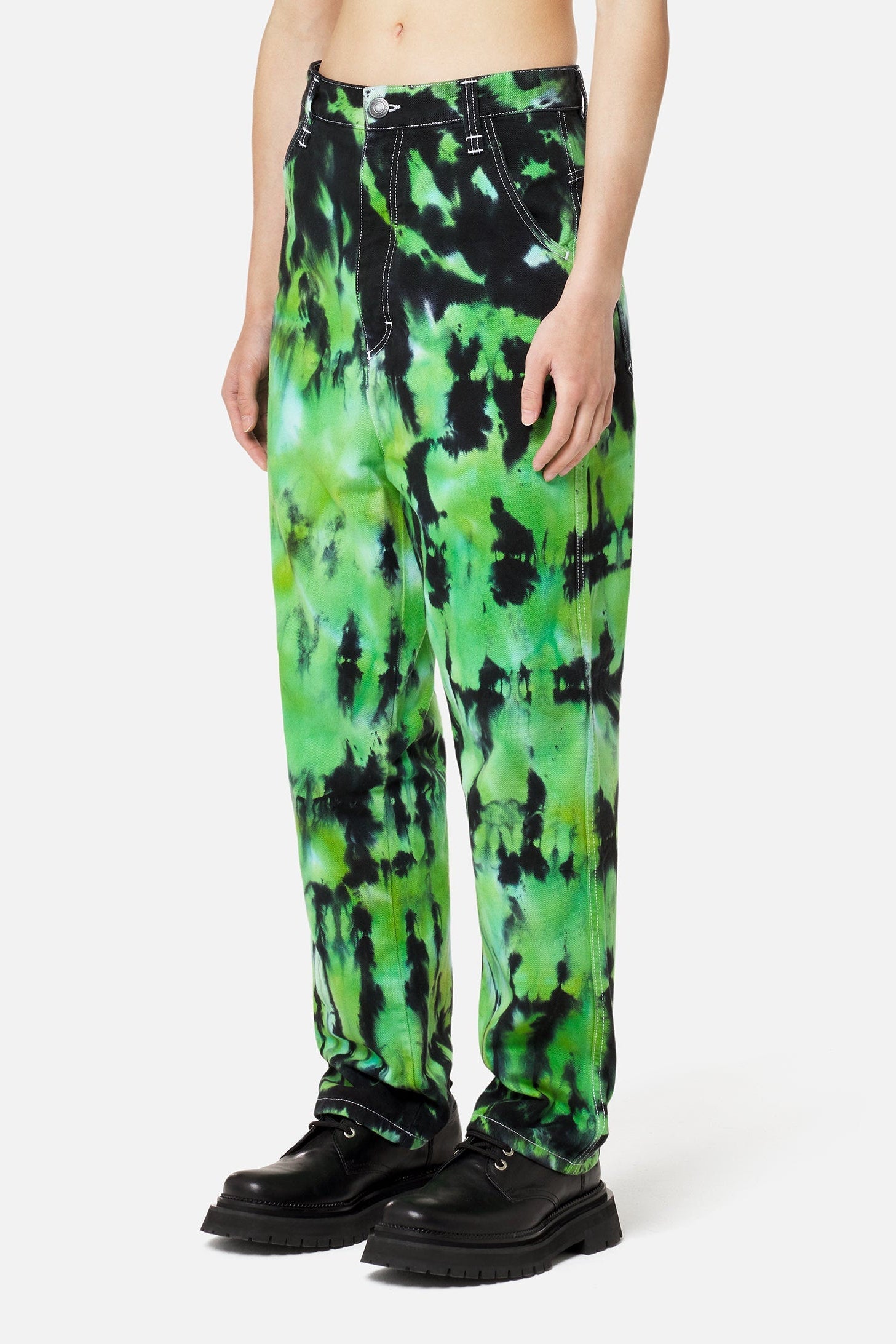 Pantalon Alex tie and dye en denim - Green & White