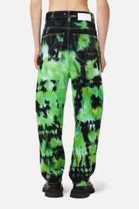 Pantalon Alex tie and dye en denim - Green & White