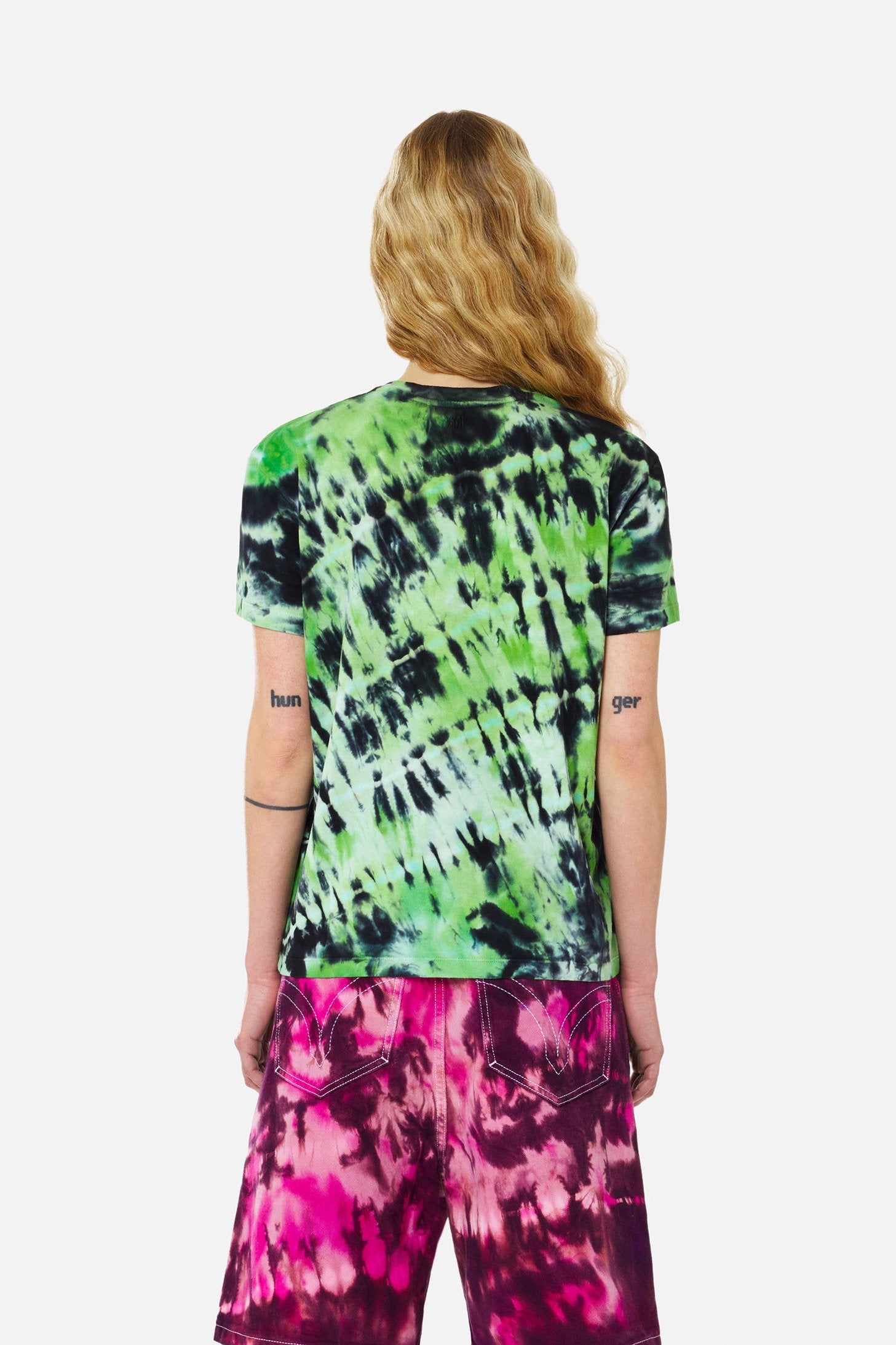 T-shirt tie and dye brodé - Green & White