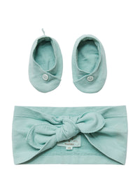 Set fascetta e scarpine in cotone organico