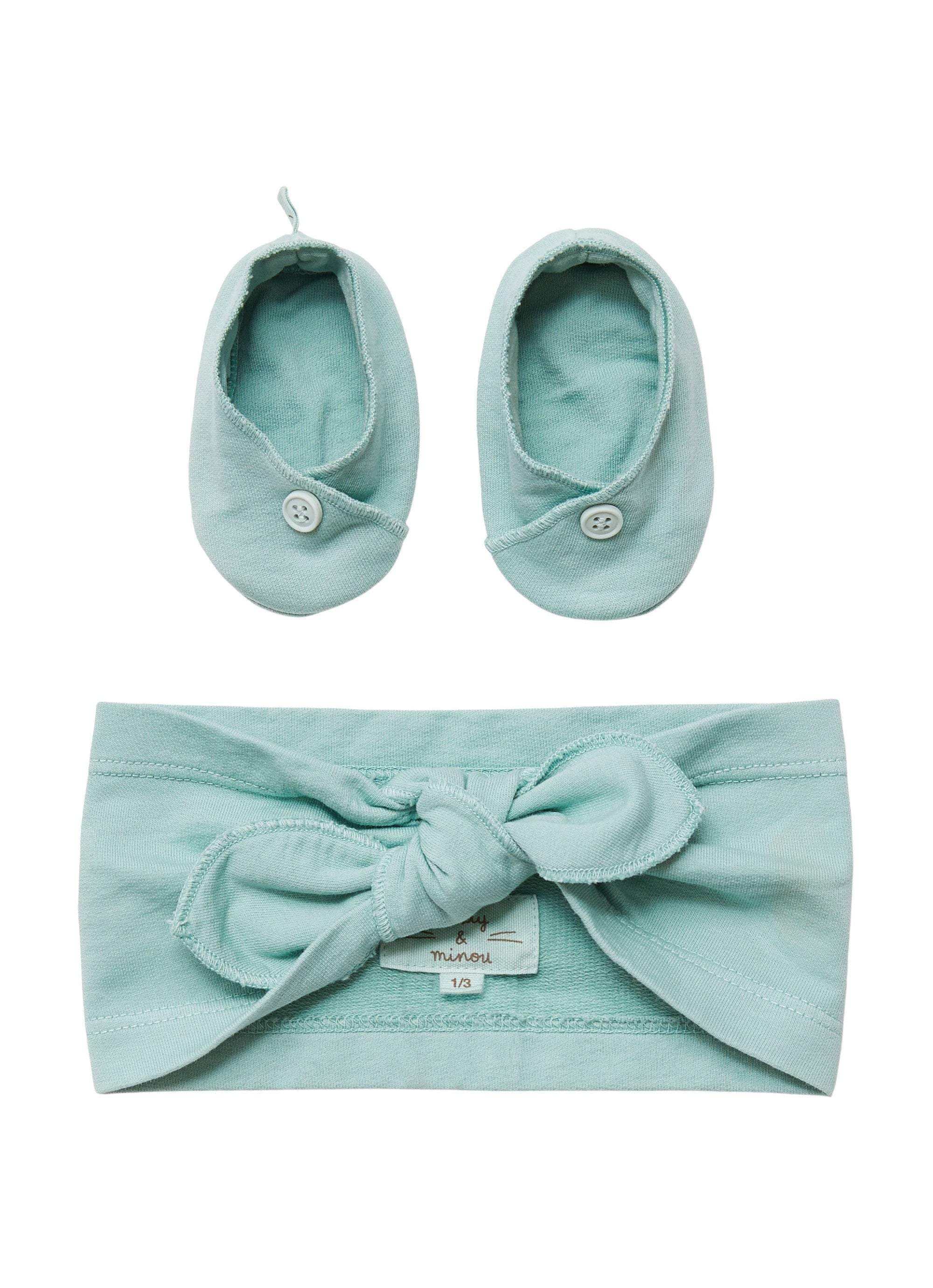 Set fascetta e scarpine in cotone organico