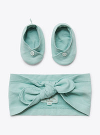Set fascetta e scarpine in cotone organico