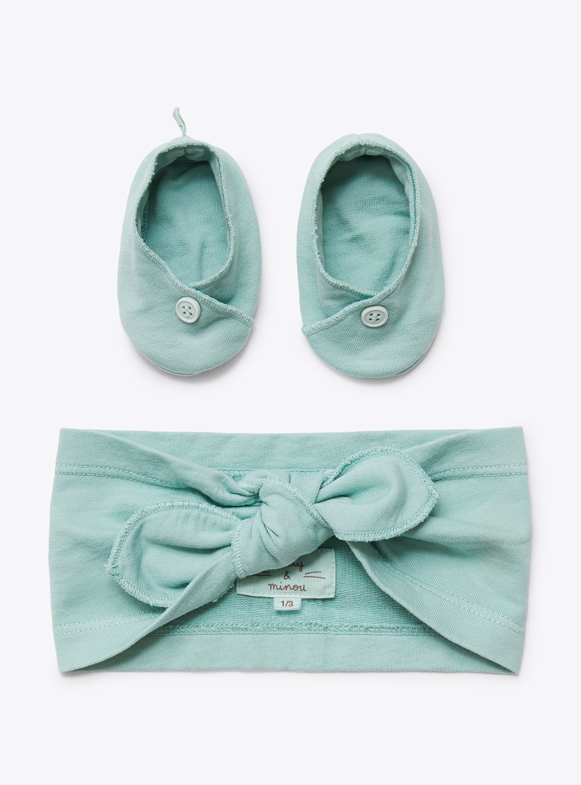 Set fascetta e scarpine in cotone organico