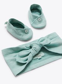 Set fascetta e scarpine in cotone organico